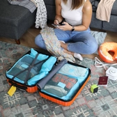 Bőröndrendező táskák utazáshoz 6 db-os szet kék virágos