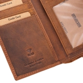 GIULIO NATURALE Valódi bivalybőr brifkó pénztárca sötétbarna színben RFID rendszerrel