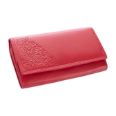 Valódi bőr brifkó pénztárca piros színben díszdobozban virág mintával RFID védelemmel