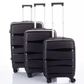 Travelway 3 db-os Strapabíró bőrönd szett Fekete színben Törhetetlen rugalmas anyagból
