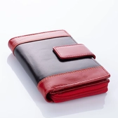Sokrészes valódi bőr női pénztárca piros színben díszdobozban