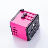 Utazási kiegészítők Világ adapter USB és USB C Töltővel Pink