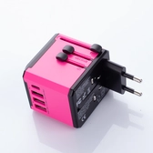 Utazási kiegészítők Világ adapter USB és USB C Töltővel Pink