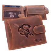 Horgász bivalybőr férfi pénztárca díszdobozban RFID rendszerrel ( 8 kártyatartó )*