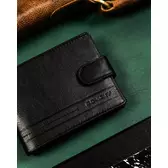 Elegáns Valódi bőr Férfi pénztárca díszdobozban fekete színben