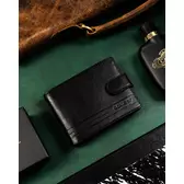Elegáns Valódi bőr Férfi pénztárca díszdobozban fekete színben