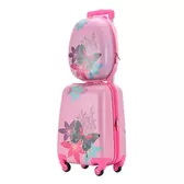  2 db-os ABS gyermek bőrönd szett Pillangó mintával
