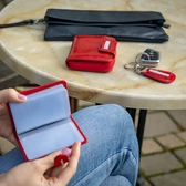 Fairy Crystal köves valódi bőr női kártyatartó piros RFID védelemmel