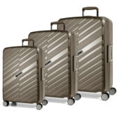 Bon Voyage Törhetelen Cipzár nélküli Spinner 3 db-os bőrönd szett Bronz Bon Voyage Törhetelen Cipzár nélküli Spinner 3 db-os bőrönd szett Bronz