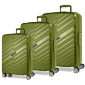 Bon Voyage Törhetelen Cipzár nélküli Spinner 3 db-os bőrönd szett Zöld Bon Voyage Törhetelen Cipzár nélküli Spinner 3 db-os bőrönd szett Zöld