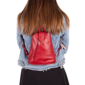 Valódi bőr női hátizsák piros színben