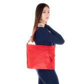 Valódi bőr női táska piros színben*
