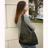 Valódi velúrbőr khakizöld női táska
