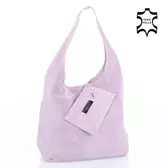 Valódi velúrbőr női táska lila színben