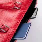 Laptoptartós Valódi bőr  üzleti táska piros színben