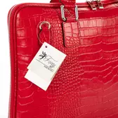 Laptoptartós Valódi bőr  üzleti táska piros színben