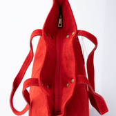 Valódi velúrbőr női táska piros színben