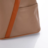 Valódi bőr női hátizsák taupe konyak színben