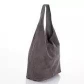Valódi velúrbőr sötétszürke női táska