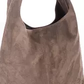 Valódi velúrbőr női táska sötét taupe színben
