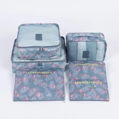 Bőröndrendező táskák utazáshoz 7 db-os szett világoskék flamingó