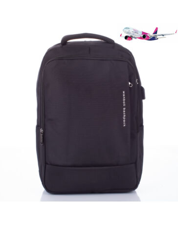 WizzAir méretű laptophátizsák 40 x 30 x 20 cm USB töltővel