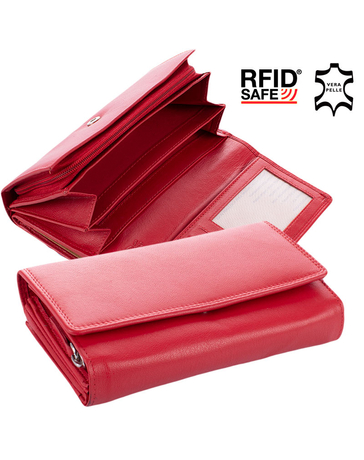 NATURALE Valódi piros brifkó pénztárca RFID rendszerrel