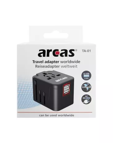 Utazási kiegészítők Világ adapter USB Töltővel ajándék tartóval Arcas TA-01