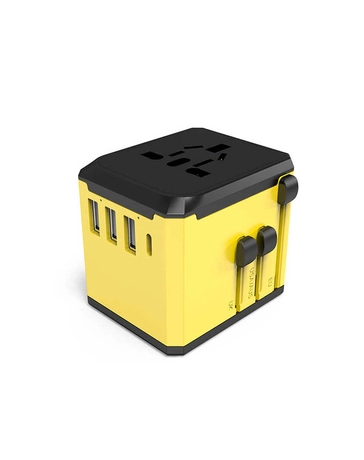 Utazási kiegészítők Világ adapter USB és USB C Töltővel Sárga
