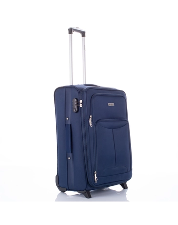 Travelway Prémium Bőrönd Közép méret Diplomata kék színben
