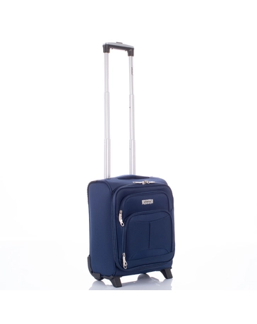 Travelway Prémium Bőrönd Kézipoggyász méret 40 x 30 x 20 cm Diplomata kék színben