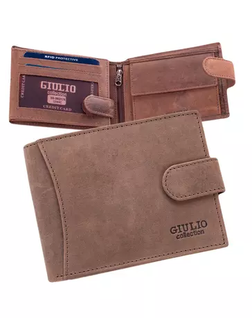 GIULIO valódi bőr férfi pénztárca díszdobozban RFID rendszerrel barna színben ( 8 kártyatartó )