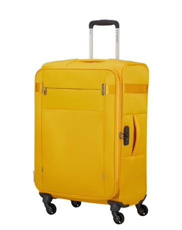 Samsonite Citybeat bővíthető spinner bőrönd közepes méret 66 cm GoldenYellow