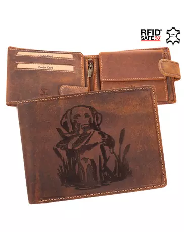 Giulio vadász pénztárca bőr díszdobozban vadászkutya mintával RFID rendszerrel