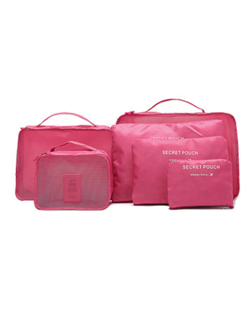 Bőröndrendező táskák utazáshoz 6 db-os szett pink színben