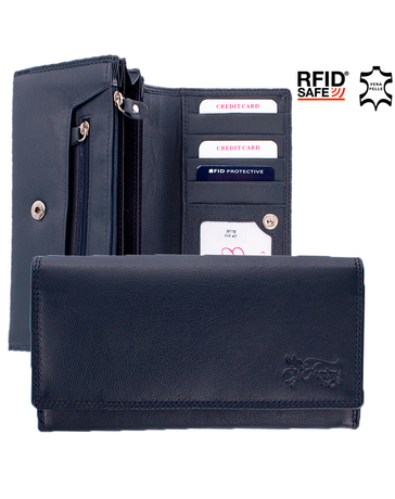 Fairy valódi bőr pénztárca kék színben RFID rendszerrel díszdobozban