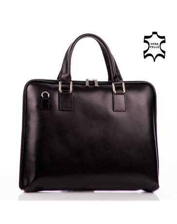 Valódi bőr női üzleti táska fekete színben
