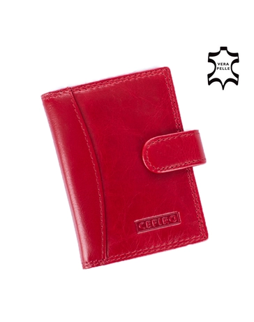 Cefiro Leather Collection Valódi bőr kártyatartó piros színben