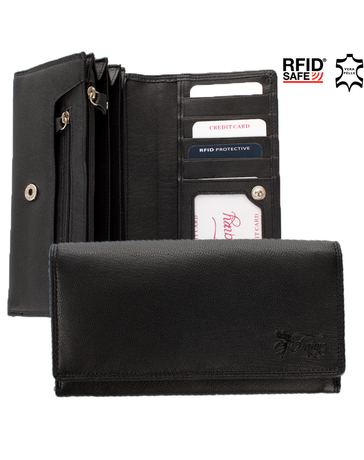 Fairy valódi bőr pénztárca fekete színben RFID rendszerrel díszdobozban