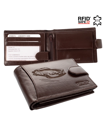 Bőr férfi pénztárca Autós mintával RFID rendszerrel Kedvezményes áron ( 8 kártyatartó )