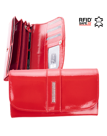 Fairy Crystal valódi lakkbőr női pénztárca NP 789 Red RFID védelemmel