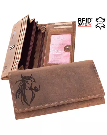 Különleges Brifkó lovas pénztárca barna színben RFID rendszerrel