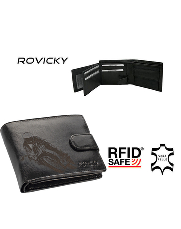 ROVICKY motoros valódi bőr férfi pénztárca RFID rendszerrel ( 8 kártyatartó )