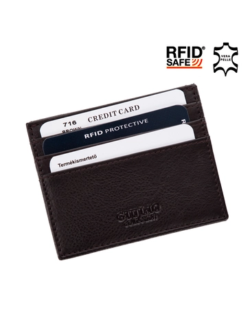 GIULIO Valódi bőr kártyatartó RFID Védelemmel Barna színben