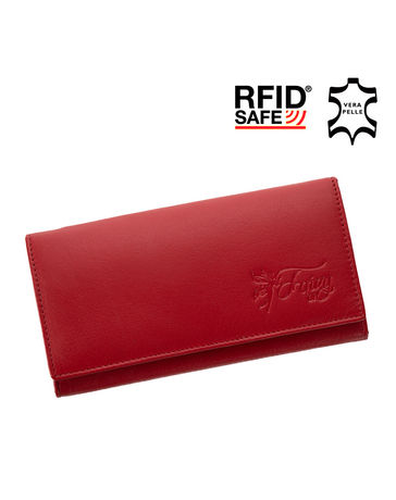 Fairy valódi bőr piros női pénztárca RFID védelemmel díszdobozban