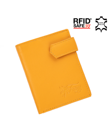 Fairy Valódi bőr női pénztárca kártyatartó RFID rendszerrel sárga színben díszdobozban