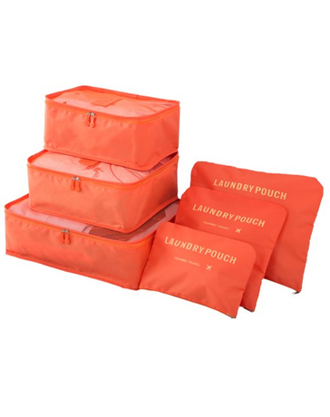 Bőröndrendező táskák utazáshoz 6 db-os szett narancs színben