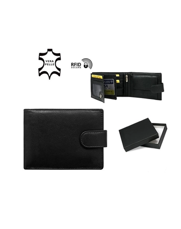 Nagyméretű Valódi bőr férfi pénztárca díszdobozban RFID rendszerrel ( 8 kártyatartó )