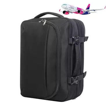 Bővíthető Bontour FlexGo WizzAir méretű fedélzeti 3 funkciós táska/hátizsák fekete