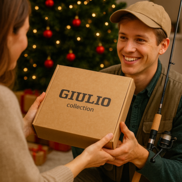 GIULIO Férfi Horgász Ajándékcsomag – Valódi Bőr Pénztárca &amp; Öv Szett